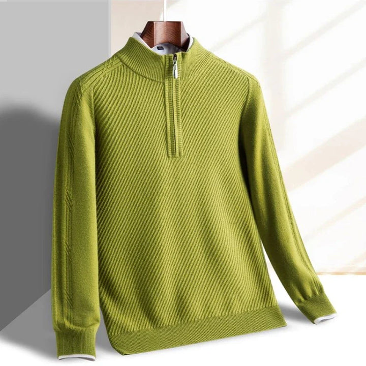 Leander - Men's Half-Zip Ribbed Pullover