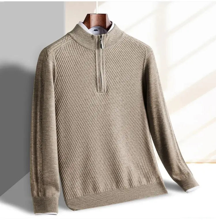 Leander - Men's Half-Zip Ribbed Pullover