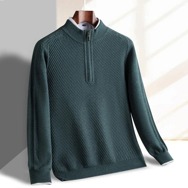Leander - Men's Half-Zip Ribbed Pullover