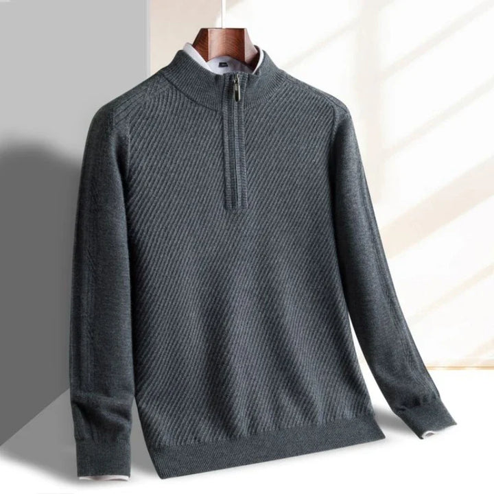 Leander - Men's Half-Zip Ribbed Pullover