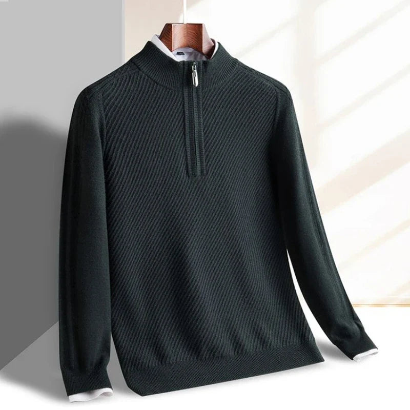 Leander - Men's Half-Zip Ribbed Pullover