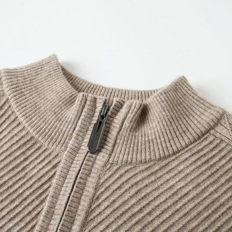 Leander - Men's Half-Zip Ribbed Pullover