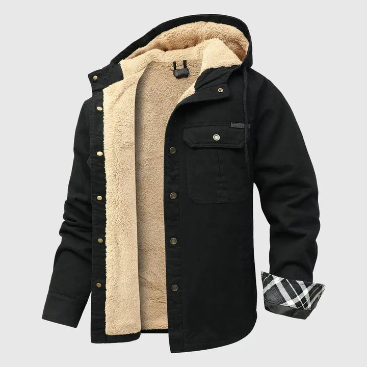 Lennon - Men's Sherpa-Lined Denim Jacket with Hood