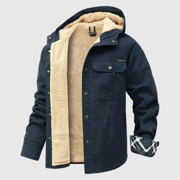Lennon - Men's Sherpa-Lined Denim Jacket with Hood