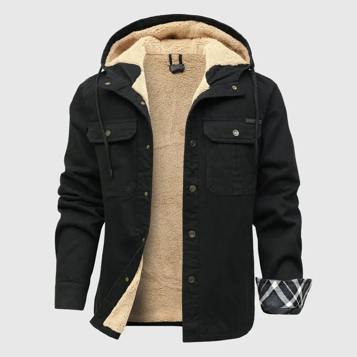 Lennon - Men's Sherpa-Lined Denim Jacket with Hood