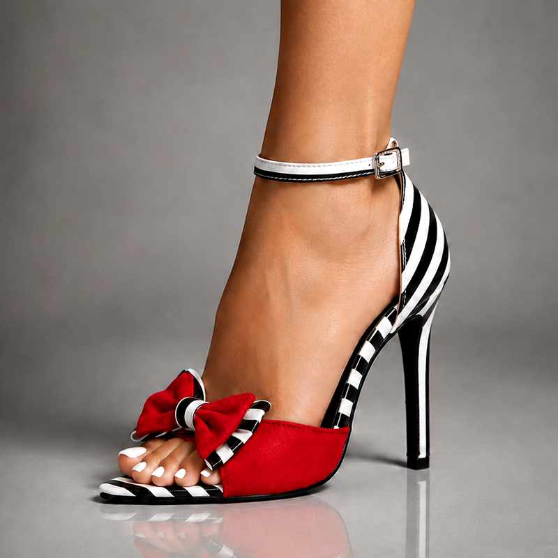 Lenore - Women's Leather Bow High Heel Sandals