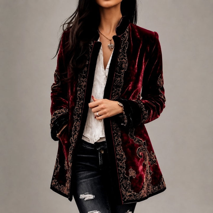Liadan - Women's Embroidered Velvet Statement Blazer 1