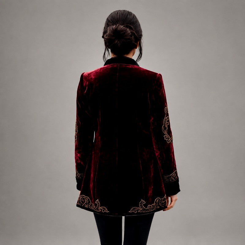 Liadan - Women's Embroidered Velvet Statement Blazer 2