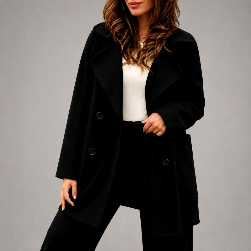 Liana - Women's Oversized Double-Breasted Mid-Length Coat 3