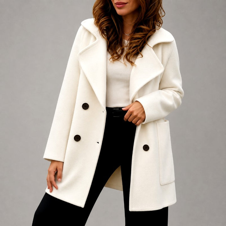 Liana - Women's Oversized Double-Breasted Mid-Length Coat 4