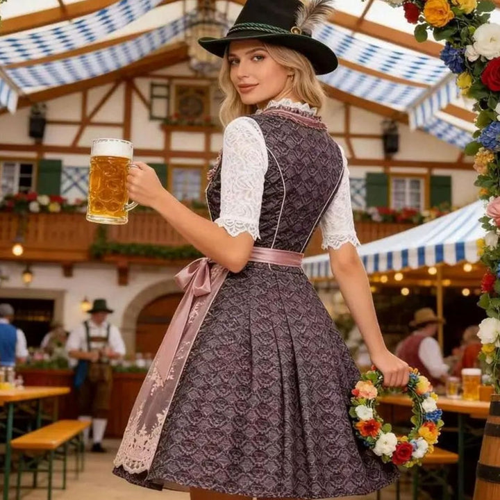 Liesel - Women's Lace-Up Corset Dirndl Dress with Lace Blouse