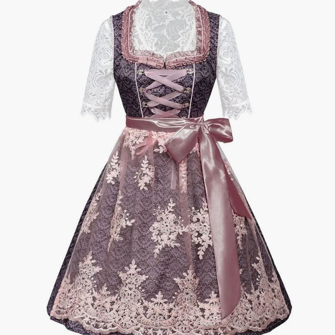 Liesel - Women's Lace-Up Corset Dirndl Dress with Lace Blouse