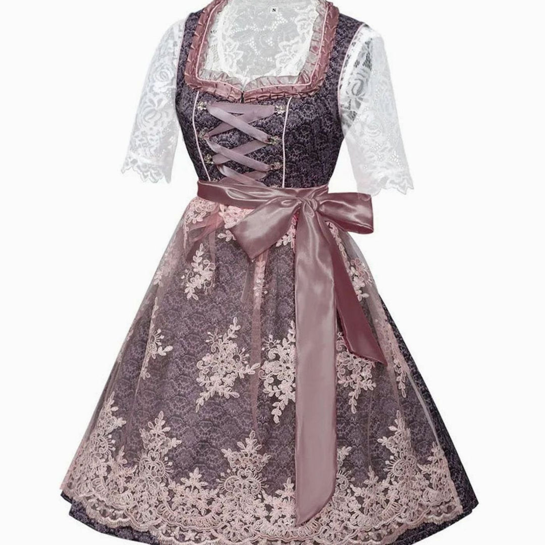 Liesel - Women's Lace-Up Corset Dirndl Dress with Lace Blouse