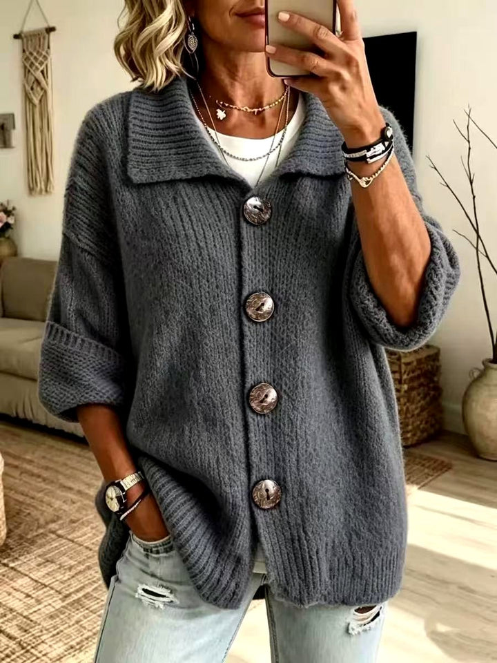 Lindsey - Women’s Oversized Knit Cardigan with Large Buttons 3