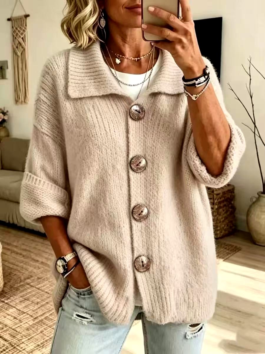 Lindsey - Women’s Oversized Knit Cardigan with Large Buttons 6