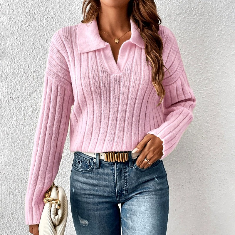 Lita - Women’s Ribbed Polo Knit Sweater 1