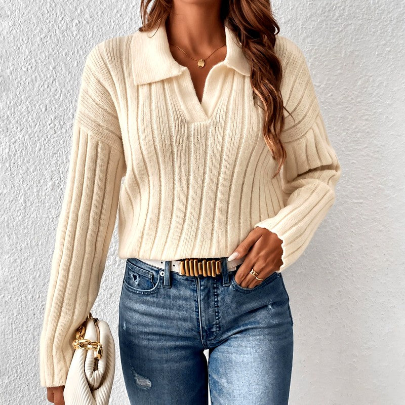 Lita - Women’s Ribbed Polo Knit Sweater 2