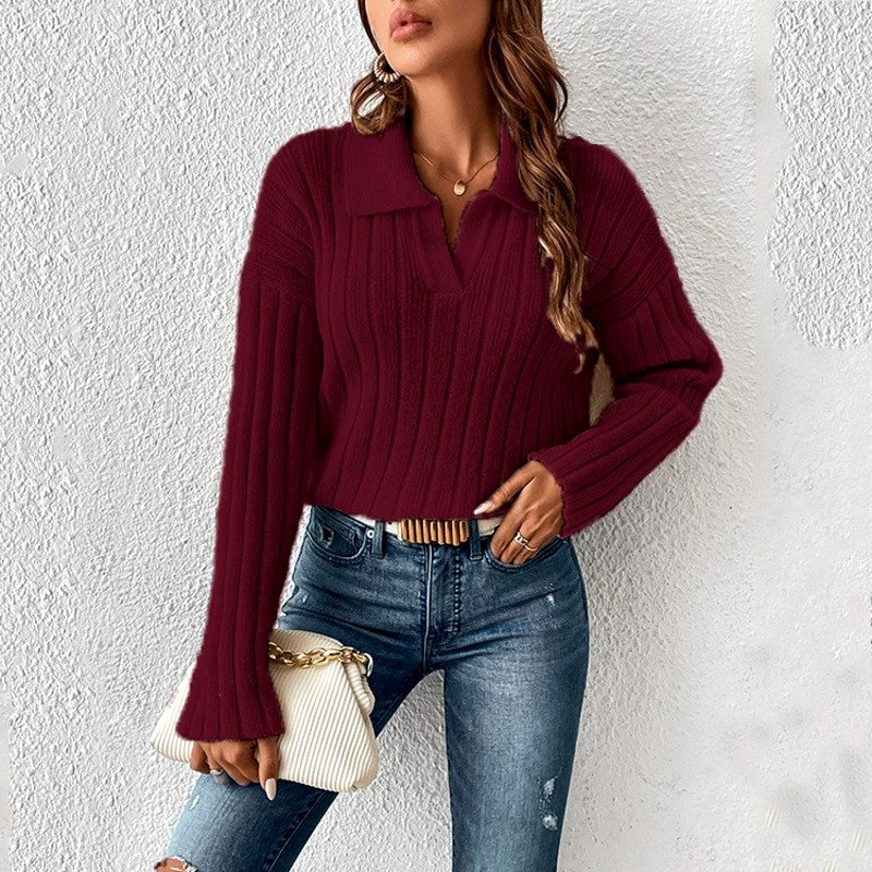 Lita - Women’s Ribbed Polo Knit Sweater 3