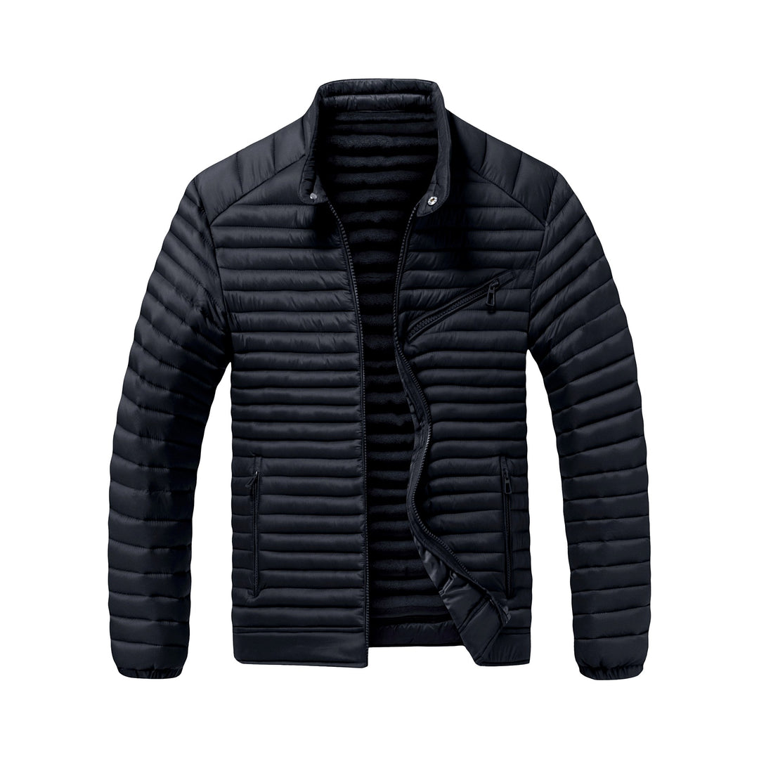 Logan – Men's Quilted Puffer Jacket with Stand Collar 1