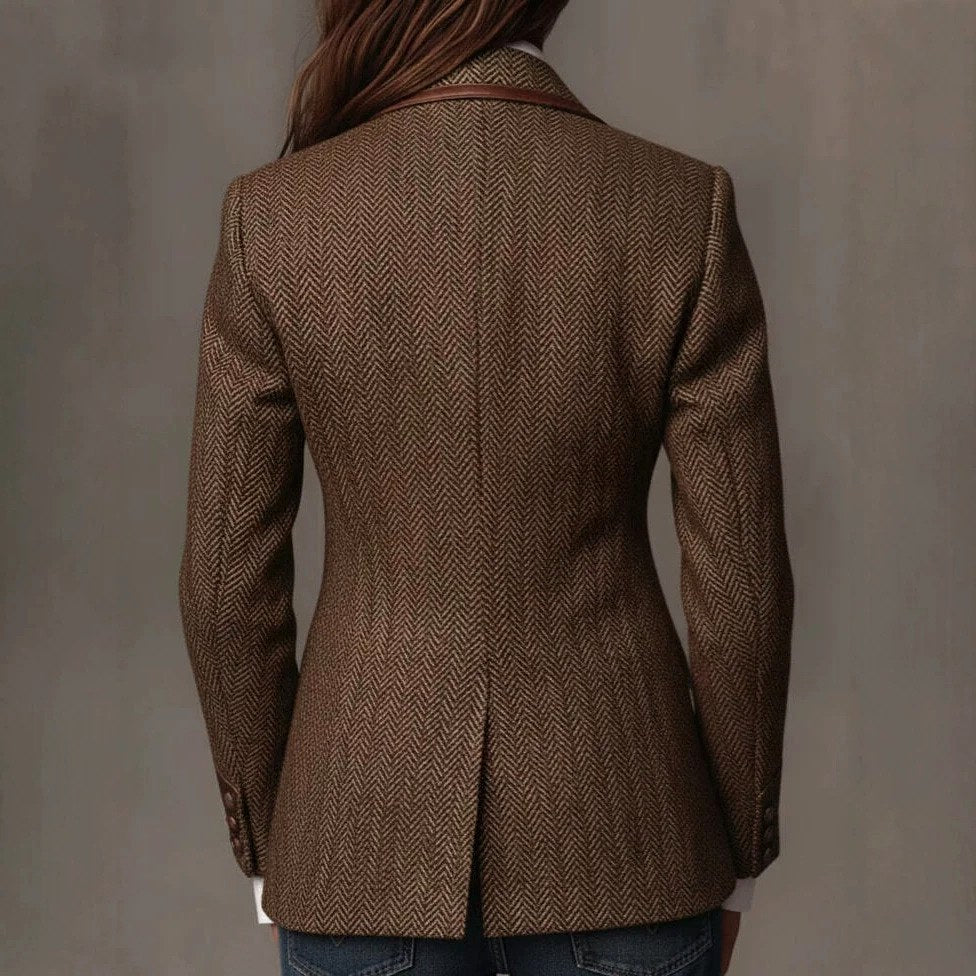 Lola - Women's Herringbone Paisley Lapel Tailored Blazer 4