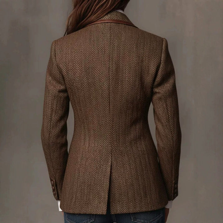 Lola - Women's Herringbone Paisley Lapel Tailored Blazer 4