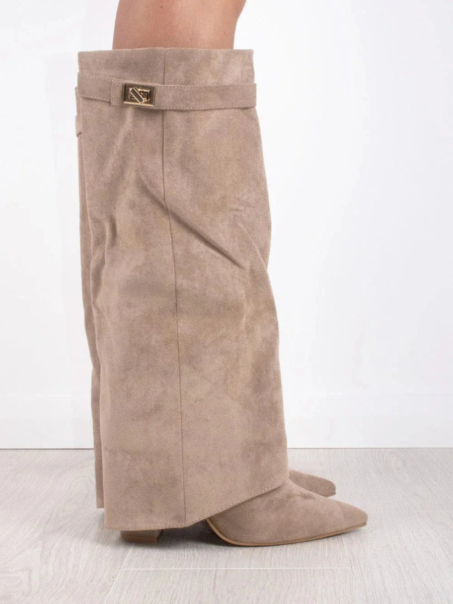 Loretta - Women's Wide-Cuff Buckle Knee-High Boots