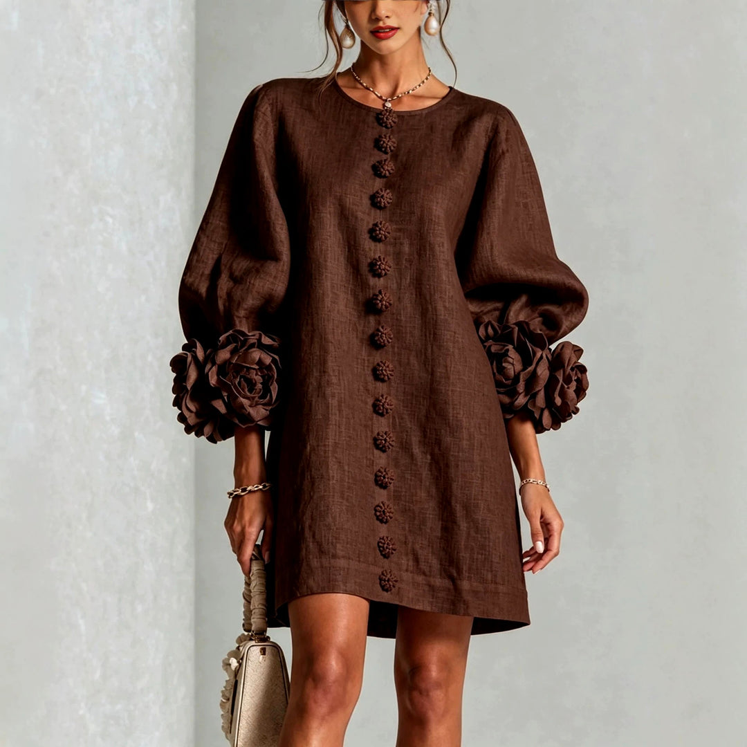 Lotta - Women's Floral Appliqué Puff Sleeve Mini Dress 2