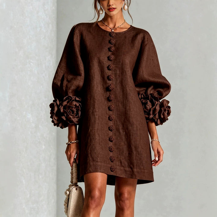 Lotta - Women's Floral Appliqué Puff Sleeve Mini Dress 2
