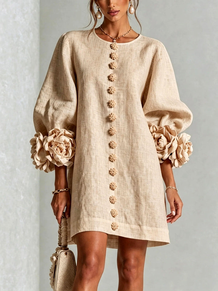 Lotta - Women's Floral Appliqué Puff Sleeve Mini Dress 3