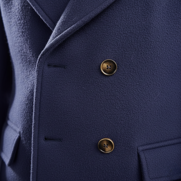 Lucas - Men's Double-Breasted Wool Blend Coat with Notch Lapels