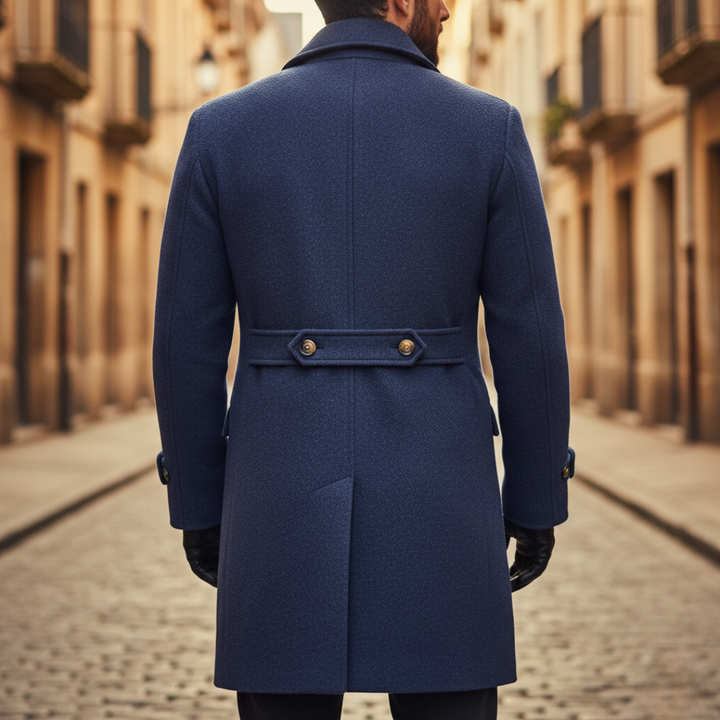 Lucas - Men's Double-Breasted Wool Blend Coat with Notch Lapels