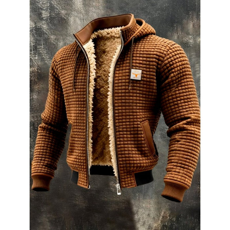 Lucas - Men's Textured Quilted Sherpa Fleece Jacket 5