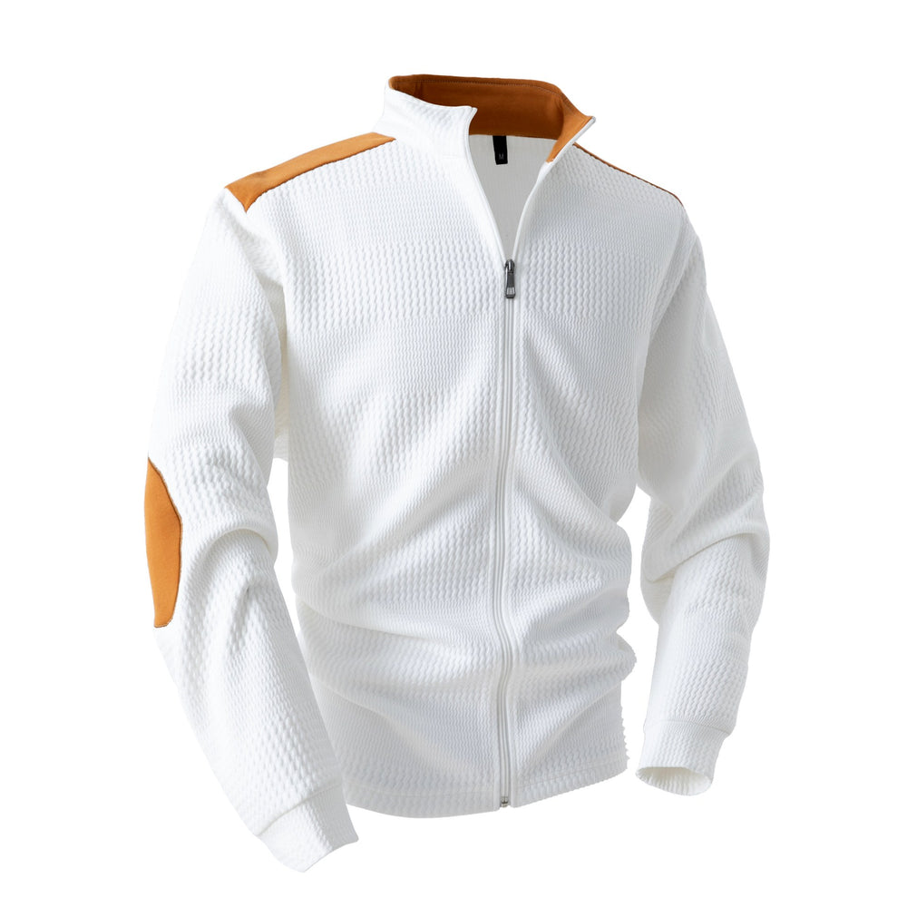Lucas - Men's Waffle Knit Patchwork Full-Zip Jacket 2