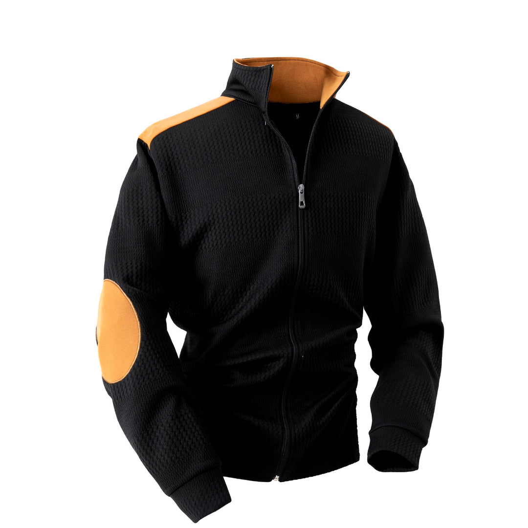 Lucas - Men's Waffle Knit Patchwork Full-Zip Jacket 3