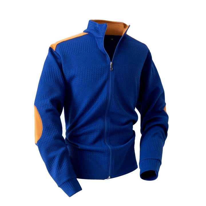 Lucas - Men's Waffle Knit Patchwork Full-Zip Jacket 4