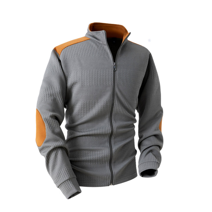 Lucas - Men's Waffle Knit Patchwork Full-Zip Jacket 5