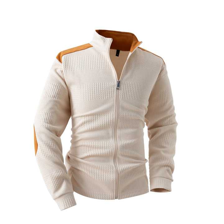 Lucas - Men's Waffle Knit Patchwork Full-Zip Jacket 6