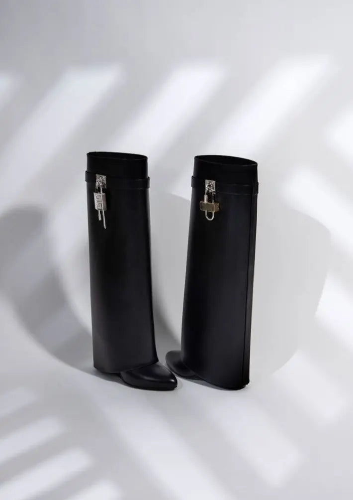 Lucienne - Women's Tall Boots with Decorative Lock Detail