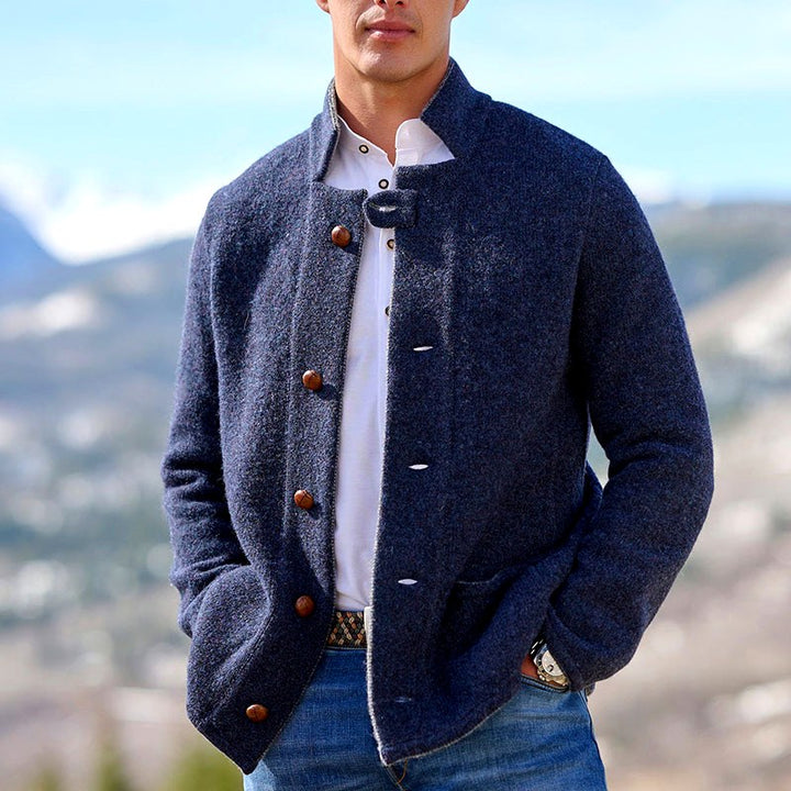 Luke - Men's Textured Button Front Stand Collar Jacket 2