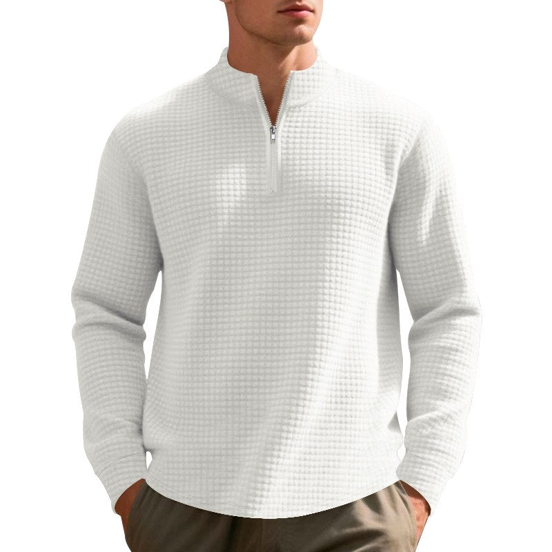 Luke - Men's Waffle Knit Quarter-Zip Sweatshirt 1