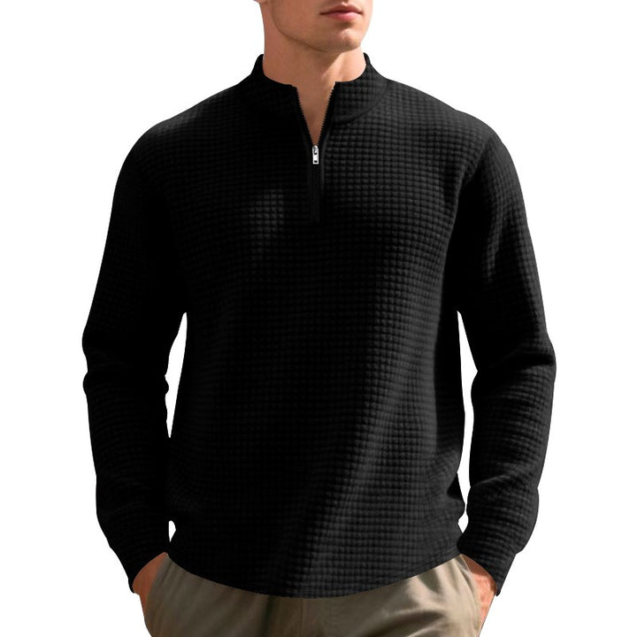 Luke - Men's Waffle Knit Quarter-Zip Sweatshirt 2