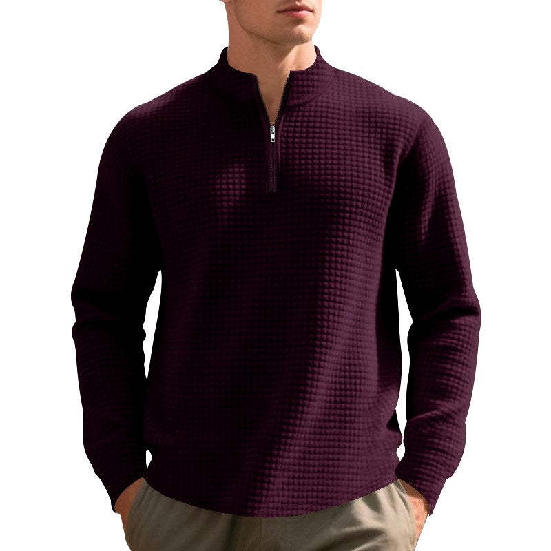Luke - Men's Waffle Knit Quarter-Zip Sweatshirt 3