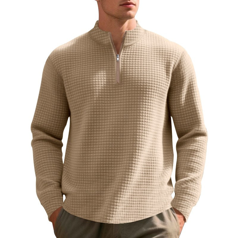 Luke - Men's Waffle Knit Quarter-Zip Sweatshirt 4