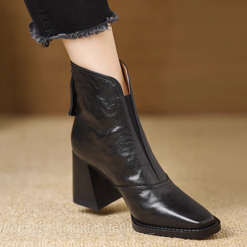 Luna - Women's Pointed Toe Heeled Ankle Boots 1