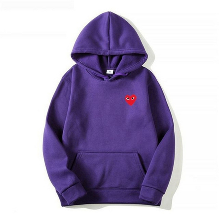Lydia - Women's Embroidered Heart Hoodie with Drawstring and Kangaroo Pocket