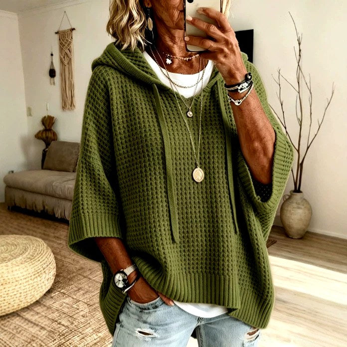 Lydia - Women's Textured Hooded Oversized Knit Sweater 4