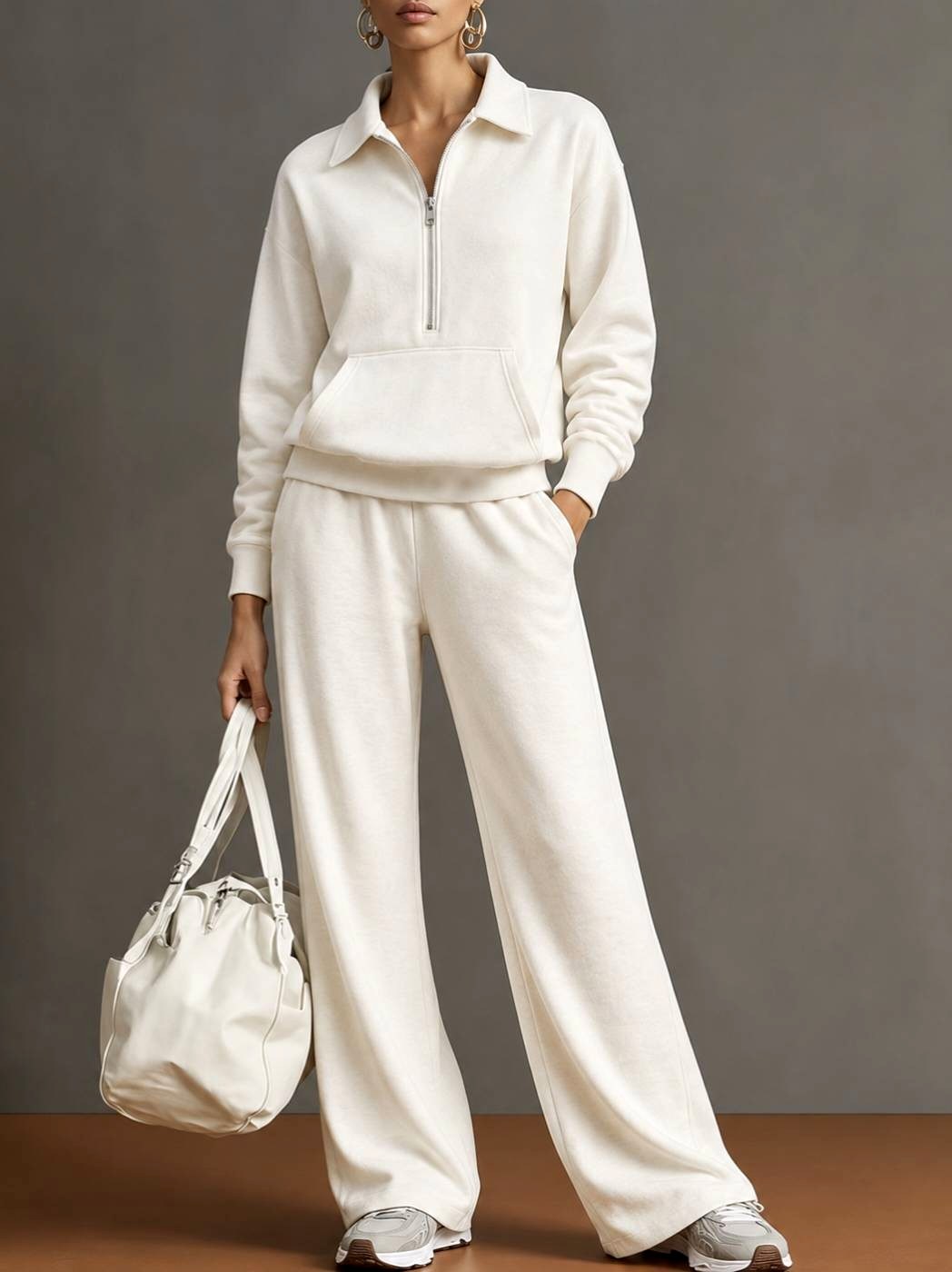 Madeline - Women's Half Zip Wide Leg Lounge Set 2