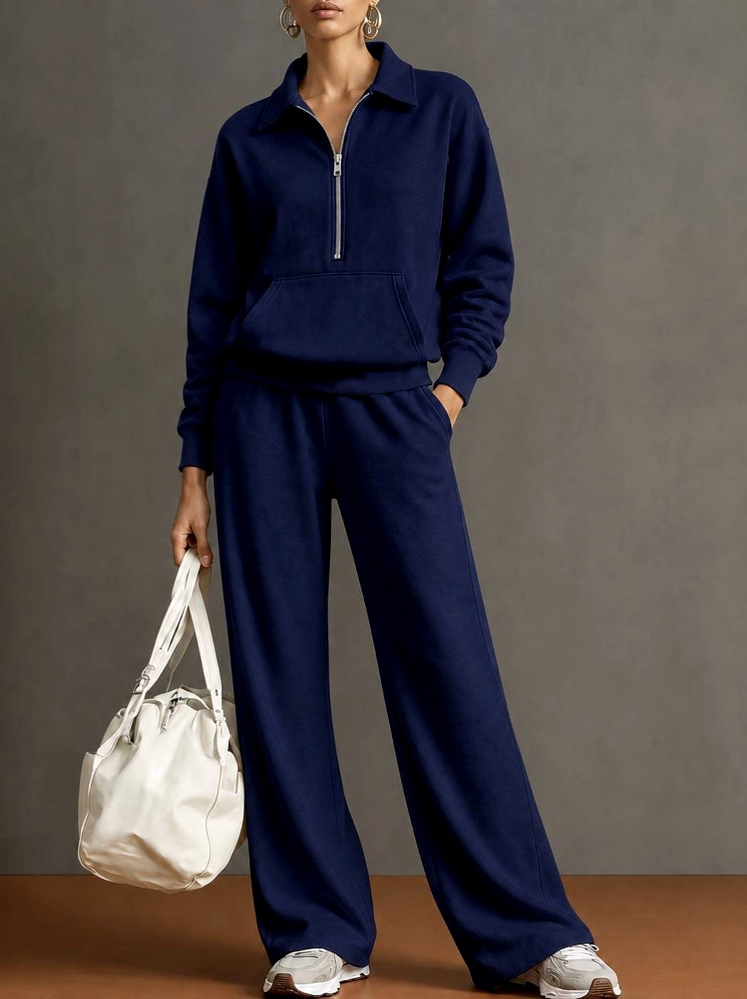Madeline - Women's Half Zip Wide Leg Lounge Set 5