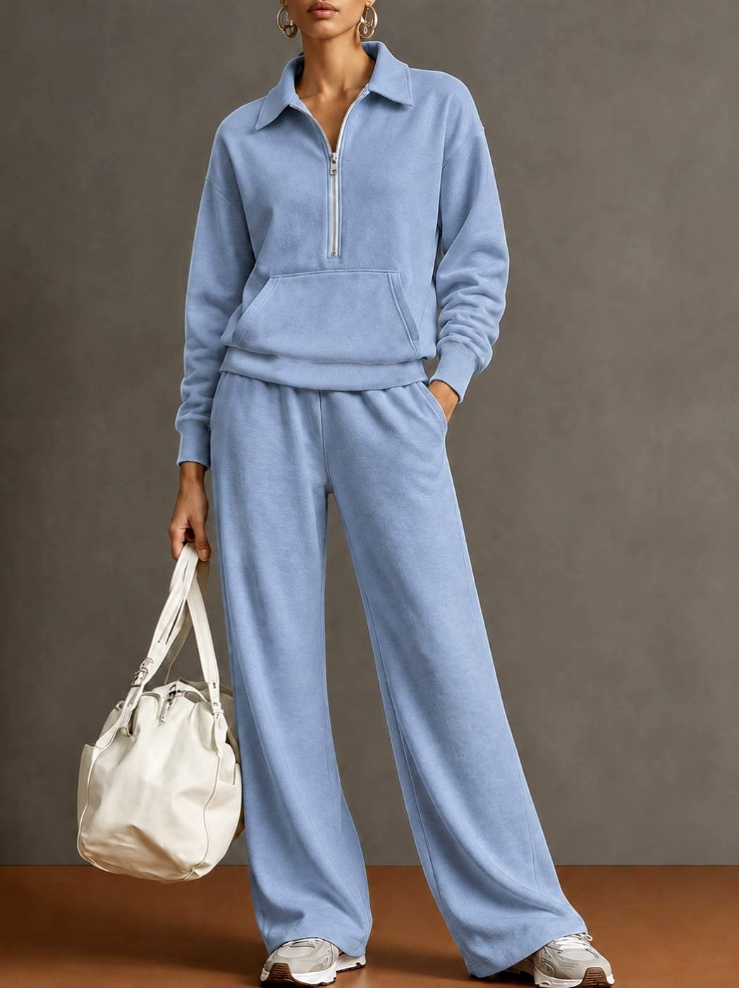 Madeline - Women's Half Zip Wide Leg Lounge Set 6