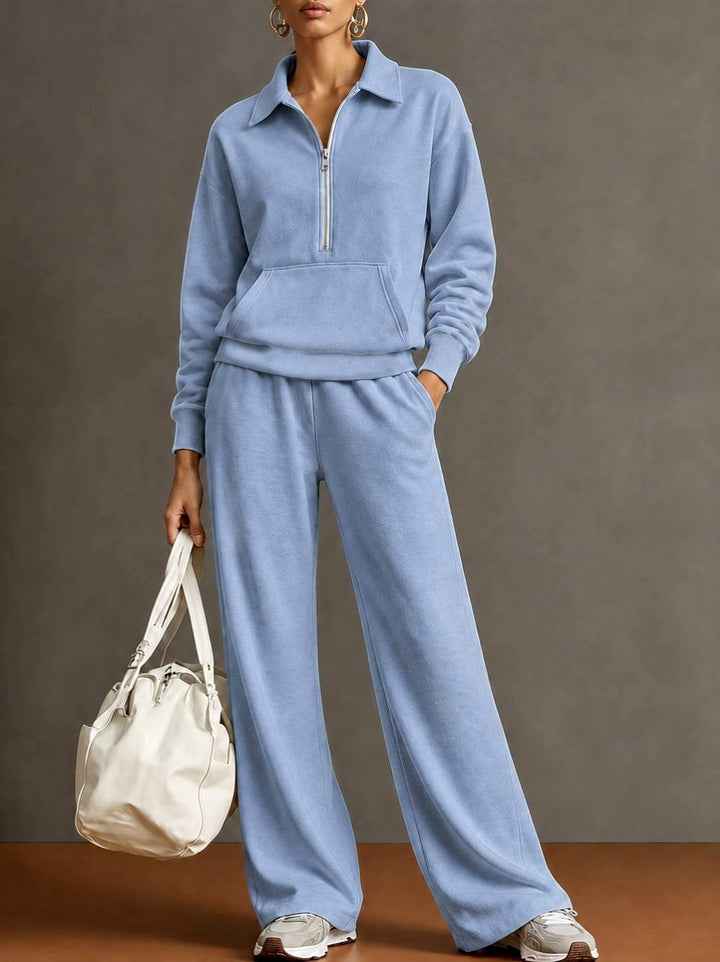 Madeline - Women's Half Zip Wide Leg Lounge Set 6
